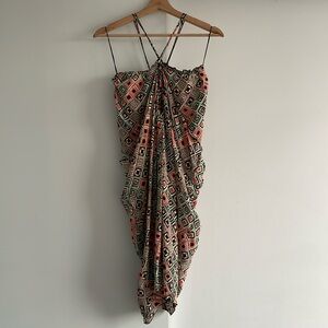 M By Missoni Geometric Silk Halter Dress